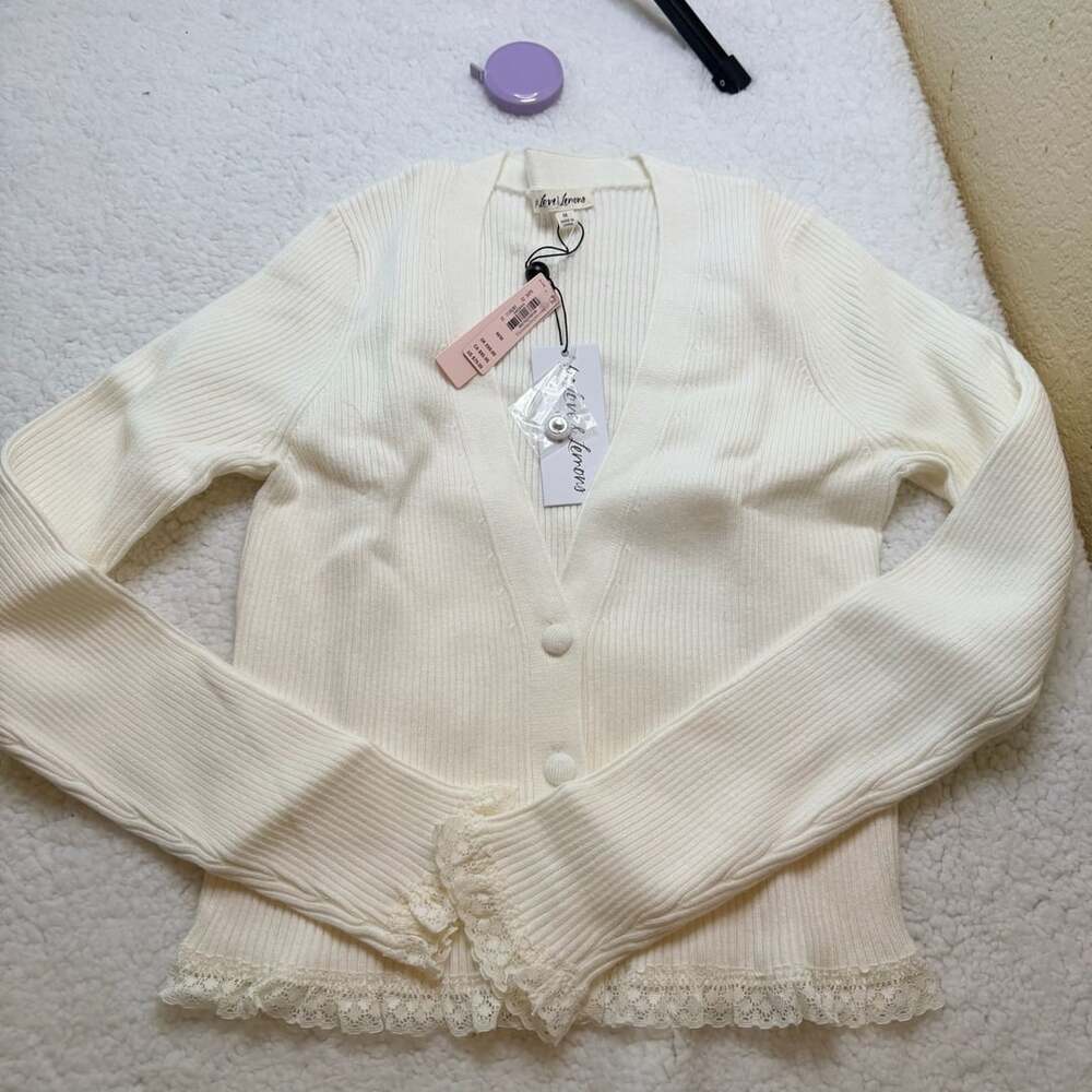 For Love & Lemons Knit Cardigan Size M White
